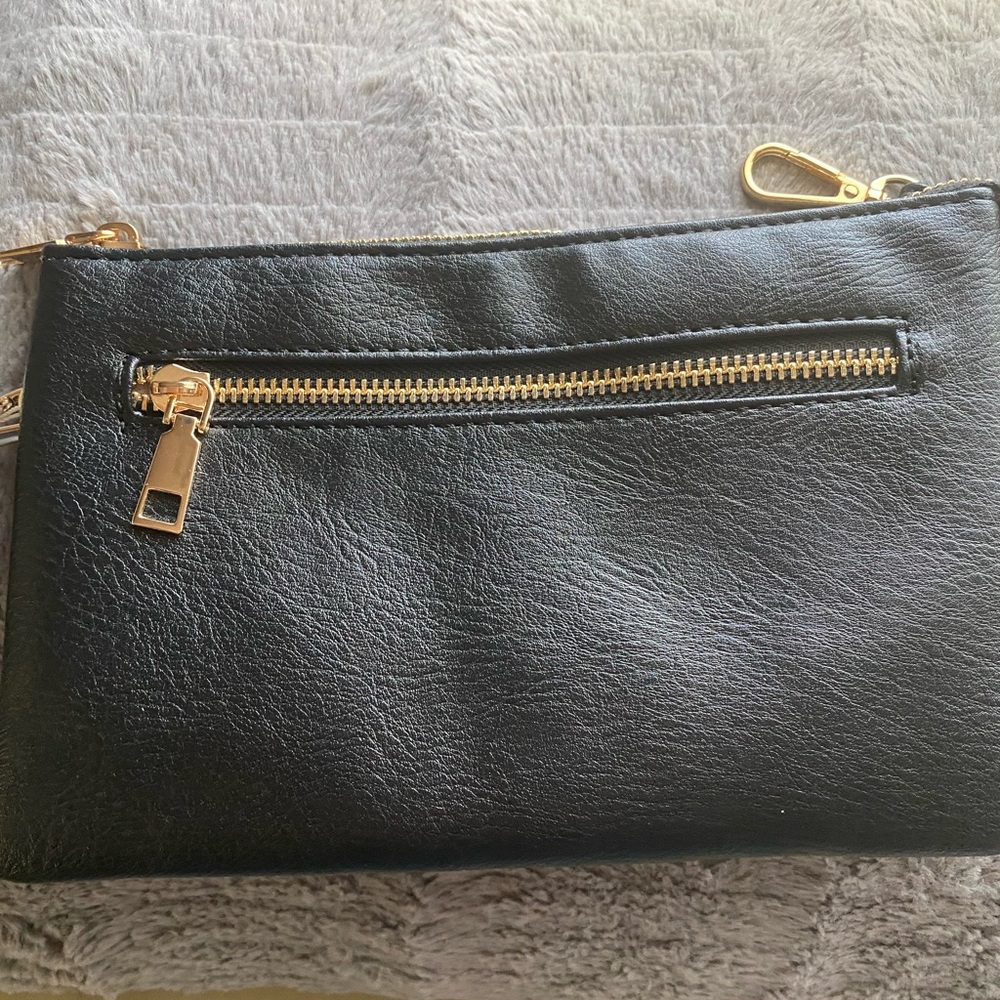 NWT ISabelle vegan leather crossbody/clutch/shoulder bag black - Picture 3 of 16